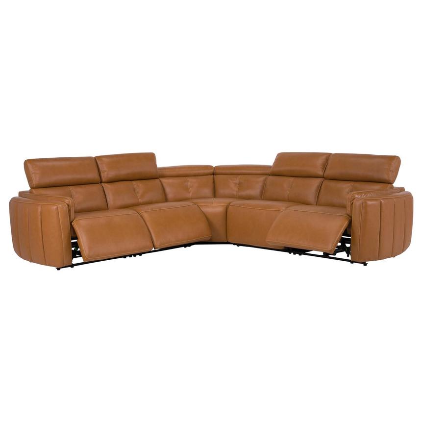 Kamet Tan Leather Power Reclining Sectional with 5PCS/3PWR  alternate image, 2 of 7 images.