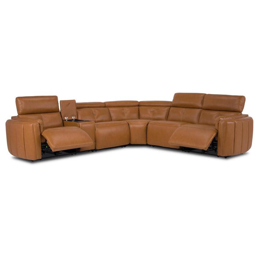 Kamet Tan Leather Power Reclining Sectional with 6PCS/2PWR  alternate image, 2 of 8 images.