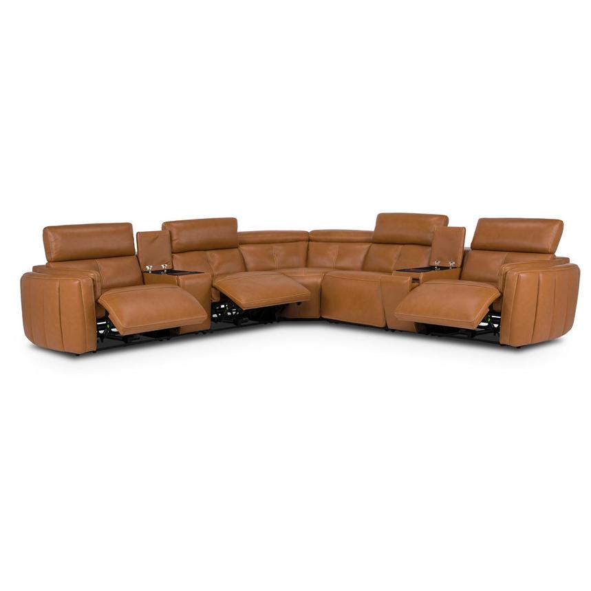 Kamet Tan Leather Power Reclining Sectional with 7PCS/3PWR  alternate image, 2 of 8 images.
