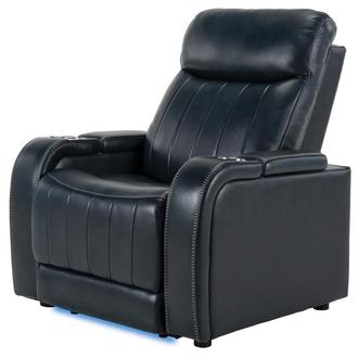 Neptune Blue Leather Power Recliner