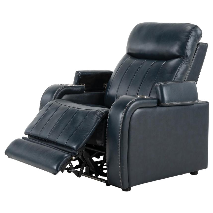 Neptune Blue Leather Power Recliner  alternate image, 2 of 11 images.