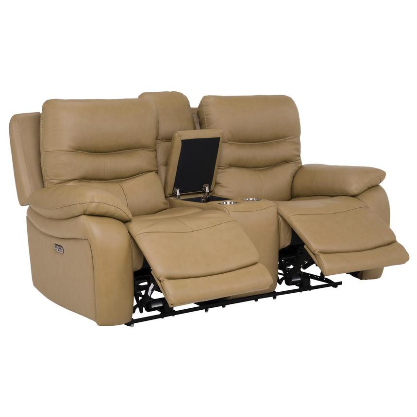 Asher Leather Power Reclining Sofa w/Console  alternate image, 3 of 11 images.