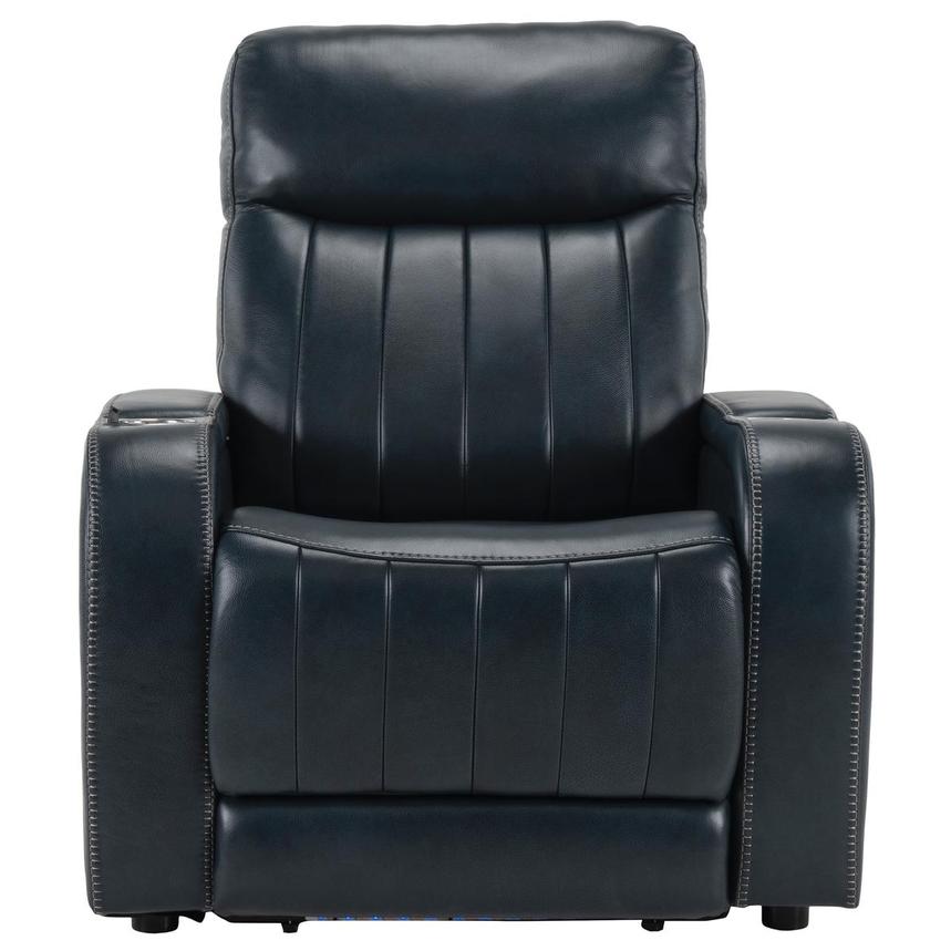 Neptune Blue Leather Power Recliner  alternate image, 3 of 11 images.