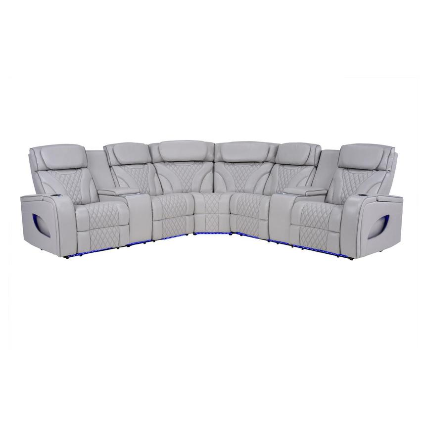 Pummel Gray Leather Corner Sofa main image, 1 of 16 images.