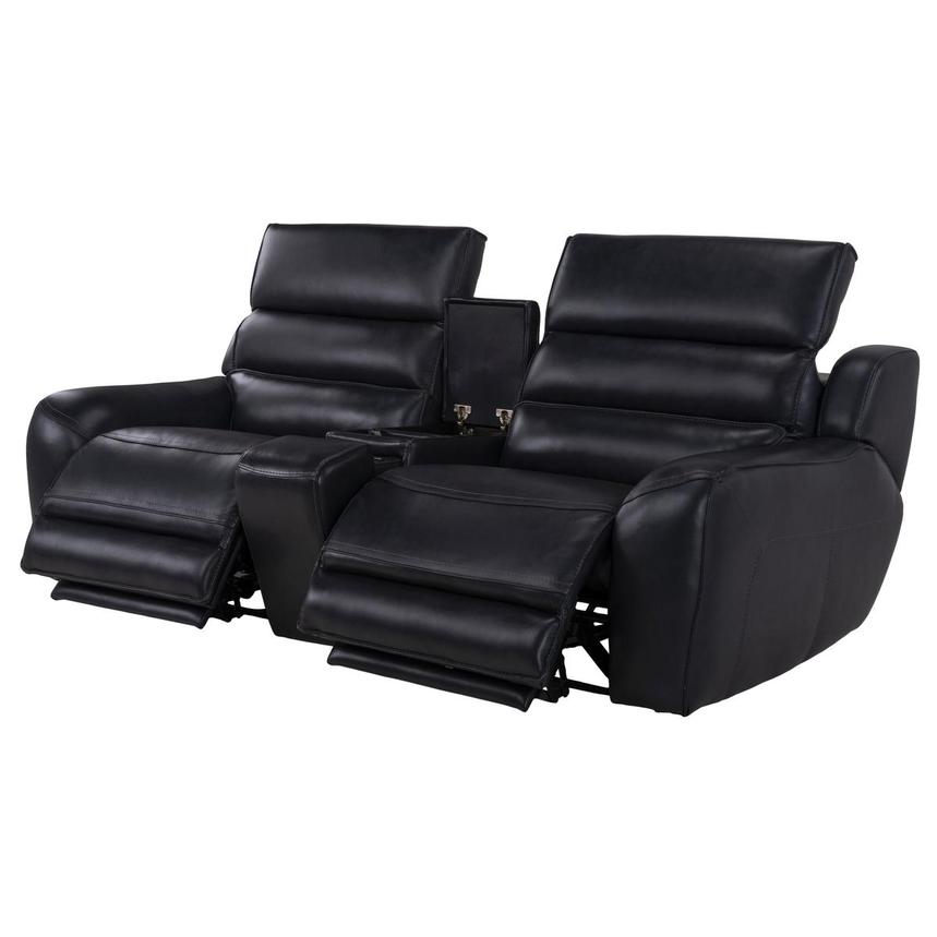 Cosmo II Blueberry Leather Power Reclining Sofa w/Console alternate image, 3 of 10 images.