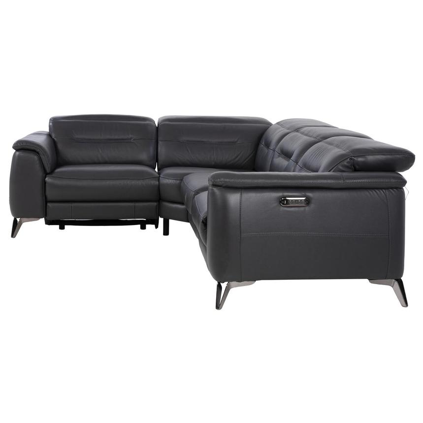 Anabel Gray Leather Power Reclining Sectional with 4PCS/2PWR  alternate image, 3 of 10 images.