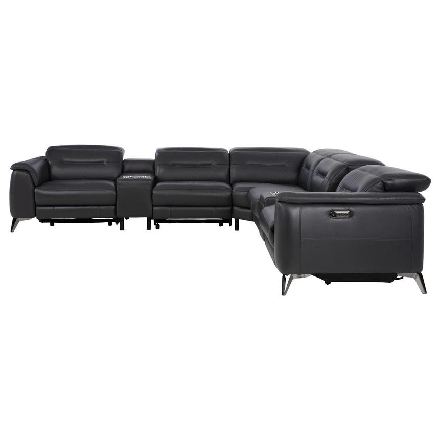 Anabel Gray Leather Power Reclining Sectional with 7PCS/3PWR  alternate image, 3 of 12 images.