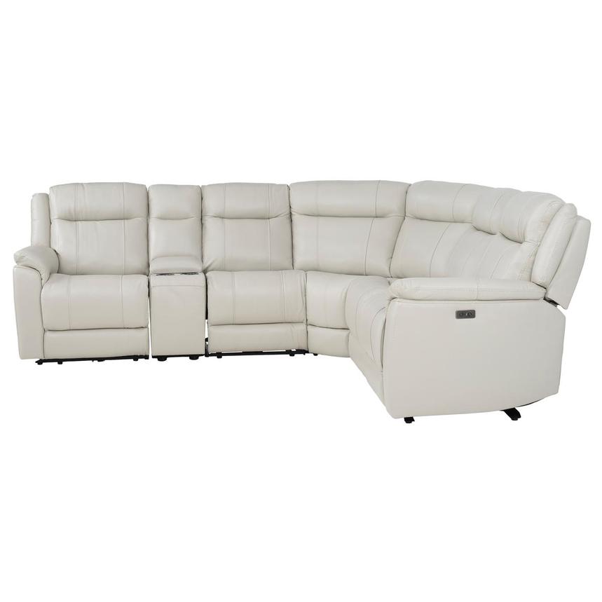 Samuel Light Gray Leather Power Reclining Sectional with 6PCS/3PWR  alternate image, 3 of 10 images.