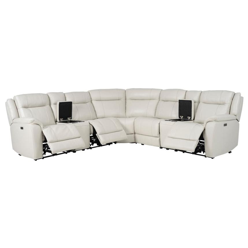 Samuel Light Gray Leather Power Reclining Sectional with 7PCS/3PWR  alternate image, 3 of 11 images.
