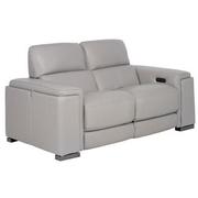 Charlette Silver Leather Power Reclining Loveseat  alternate image, 3 of 12 images.