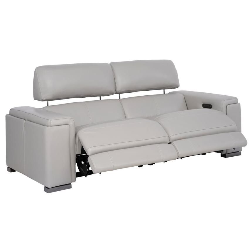 Charlette Silver Leather Power Reclining Sofa  alternate image, 4 of 13 images.