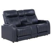 Neptune Blue Leather Power Reclining Sofa w/Console  alternate image, 2 of 16 images.