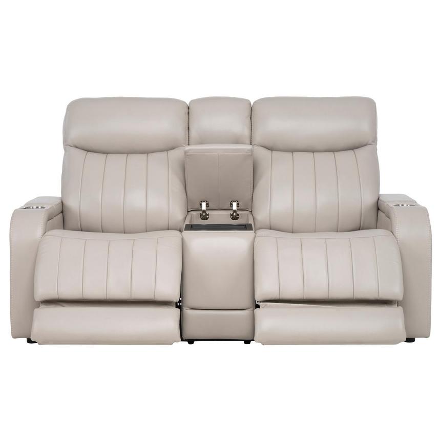 Neptune Gray Leather Power Reclining Sofa w/Console  alternate image, 3 of 17 images.