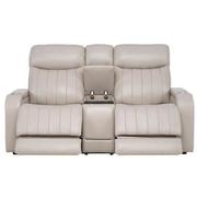 Neptune Gray Leather Power Reclining Sofa w/Console  alternate image, 3 of 17 images.