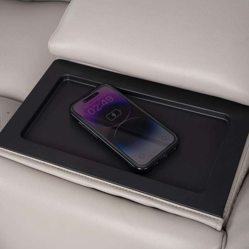 Neptune Gray Leather Power Reclining Sofa w/Console  alternate image, 13 of 17 images.