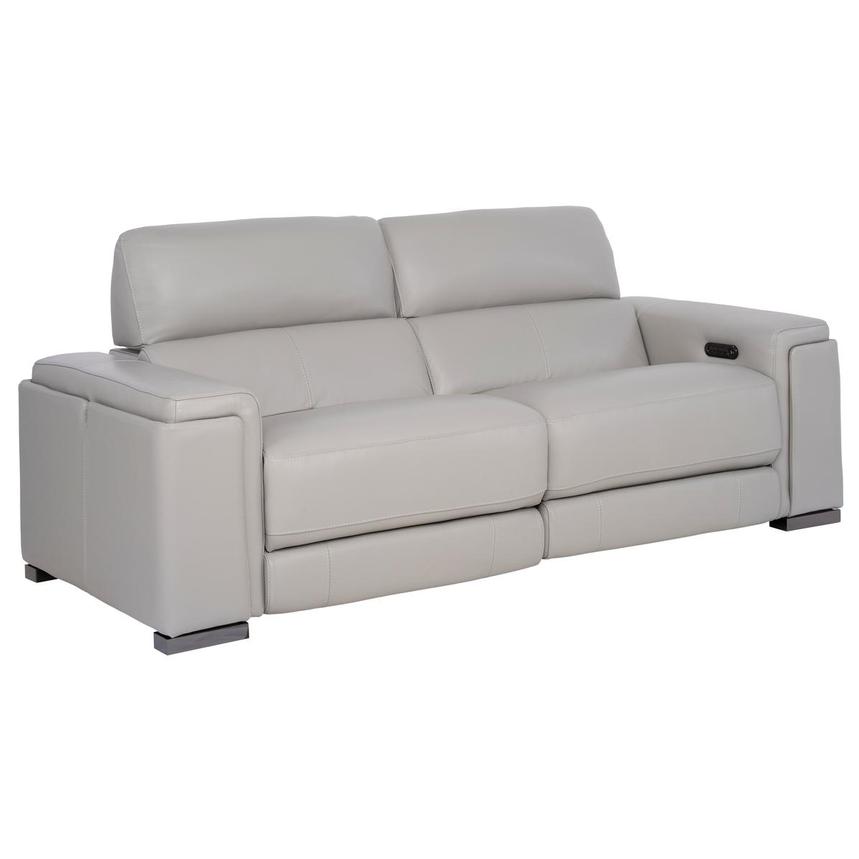 Charlette Silver Leather Power Reclining Sofa alternate image, 3 of 13 images.