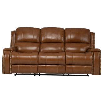 Durham Tan Leather Power Reclining Sofa