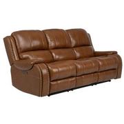 Durham Tan Leather Power Reclining Sofa  alternate image, 2 of 9 images.