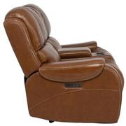 Durham Tan Leather Power Reclining Sofa w/Console  alternate image, 4 of 13 images.