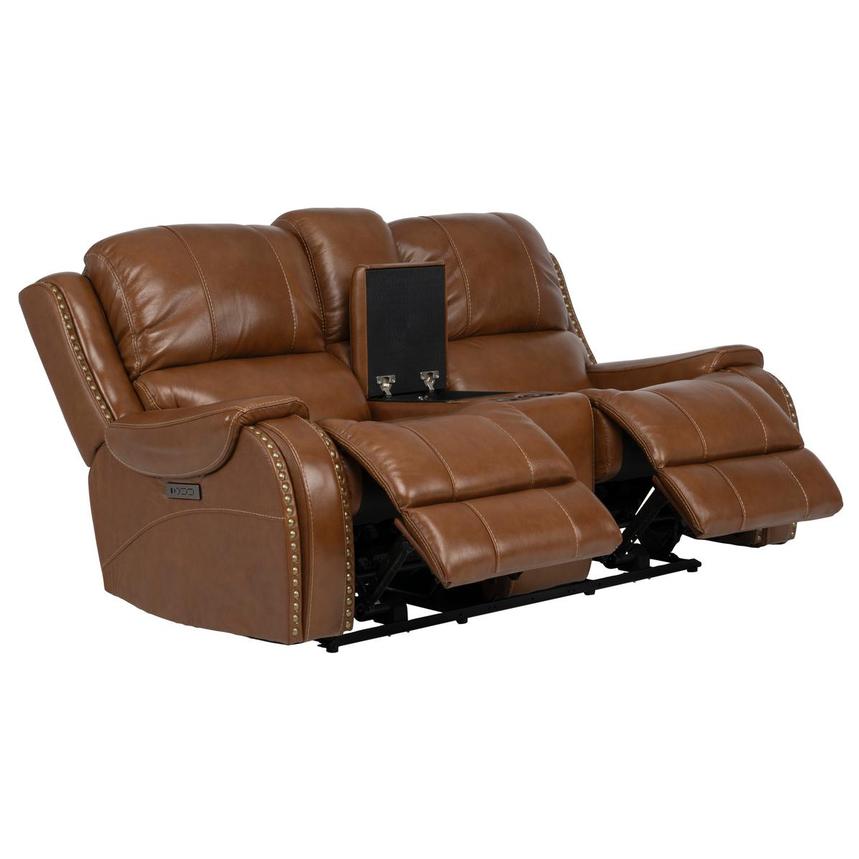 Durham Tan Leather Power Reclining Sofa w/Console alternate image, 3 of 13 images.