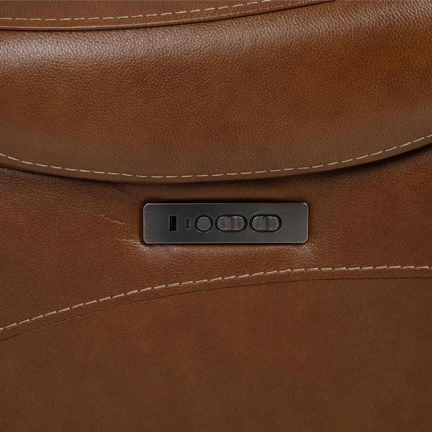 Durham Tan Leather Power Reclining Sofa w/Console alternate image, 13 of 13 images.