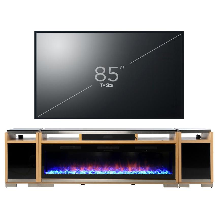 Teire Natural Electric Fireplace w/Cabinets  alternate image, 2 of 7 images.