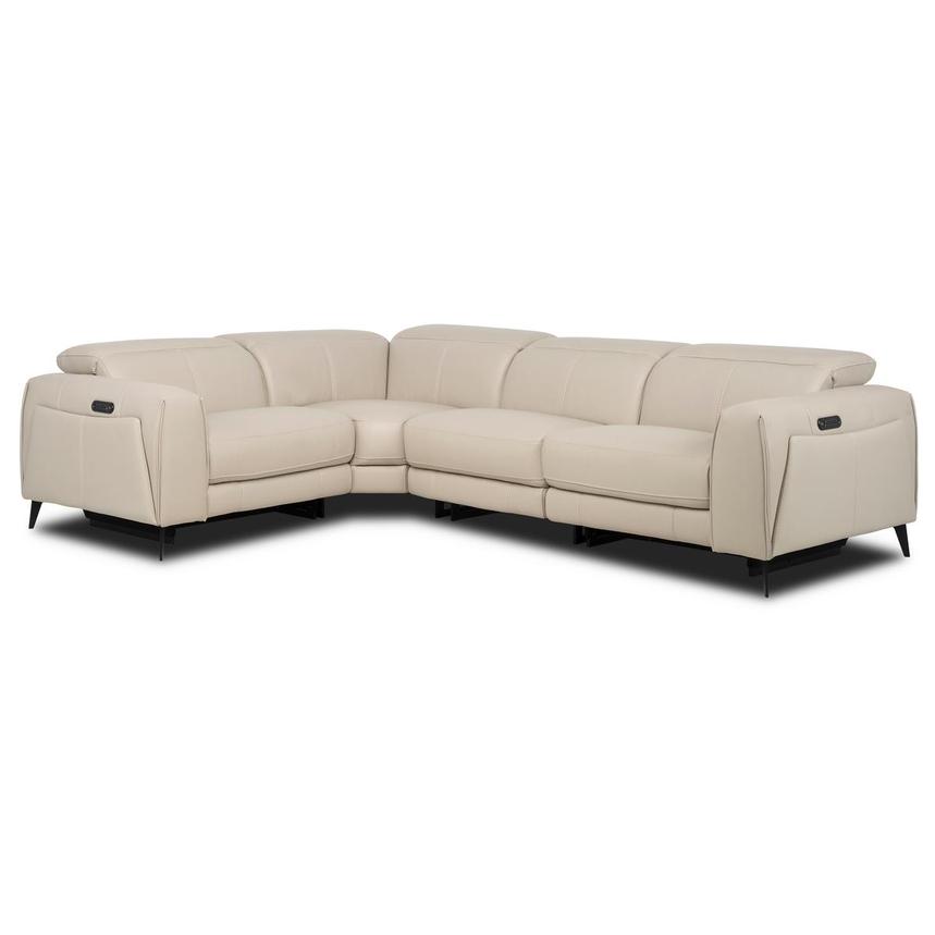 Luke 2.0 Taupe Leather Power Reclining Sectional with 4PCS/2PWR main image, 1 of 9 images.