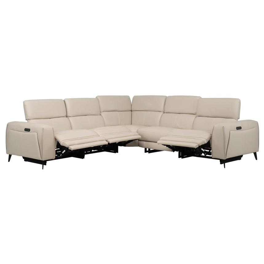 Luke 2.0 Taupe Leather Power Reclining Sectional with 5PCS/3PWR  alternate image, 2 of 9 images.