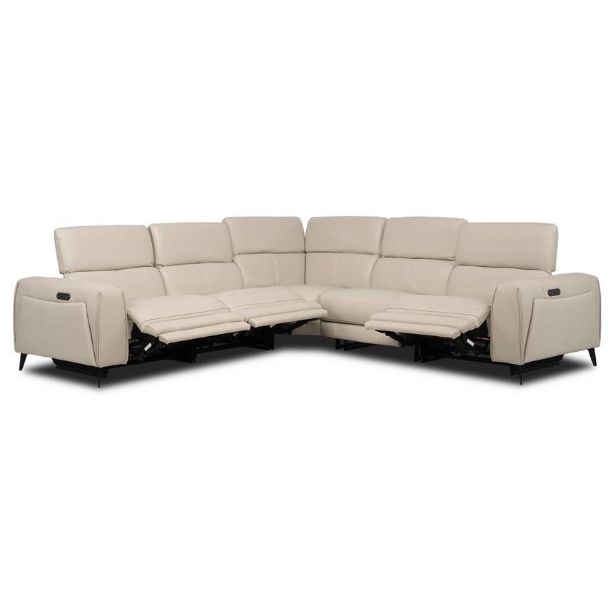 Luke 2.0 Taupe Leather Power Reclining Sectional with 5PCS/3PWR alternate image, 3 of 10 images.