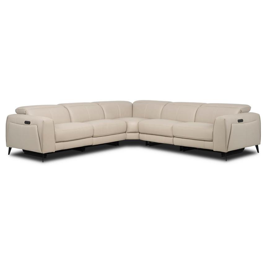 Luke 2.0 Taupe Leather Power Reclining Sectional with 5PCS/3PWR main image, 1 of 9 images.