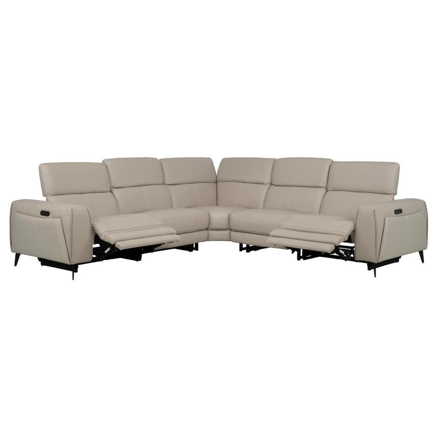 Luke 2.0 Taupe Leather Power Reclining Sectional with 5PCS/2PWR  alternate image, 2 of 8 images.
