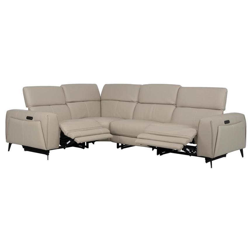 Luke 2.0 Taupe Leather Power Reclining Sectional with 4PCS/2PWR  alternate image, 2 of 8 images.