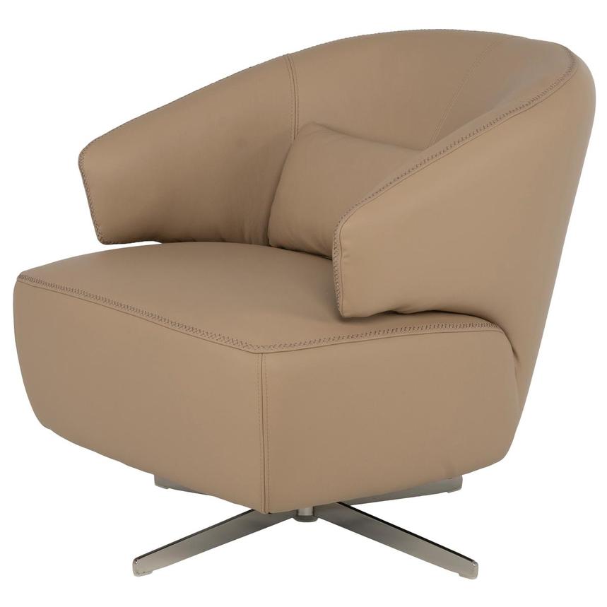 Tivona Dark Cream Leather Swivel Chair  main image, 1 of 9 images.