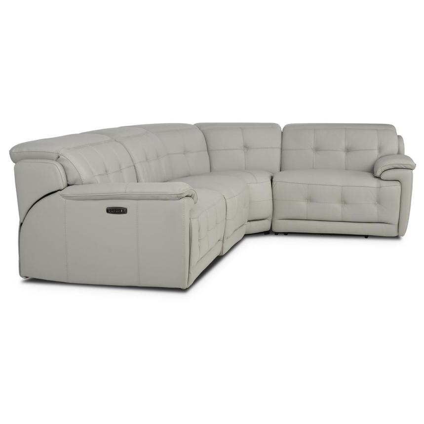 Graystone Gray Leather Power Reclining Sectional with 4PCS/2PWR alternate image, 3 of 9 images.