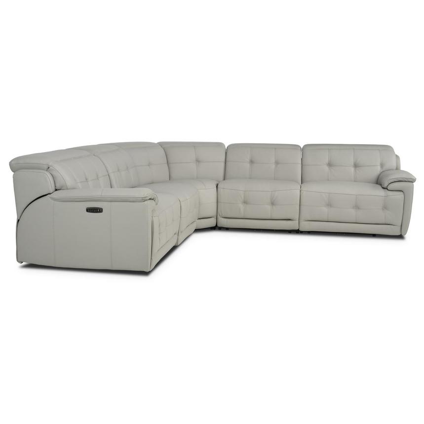 Graystone Gray Leather Power Reclining Sectional with 5PCS/2PWR alternate image, 3 of 9 images.