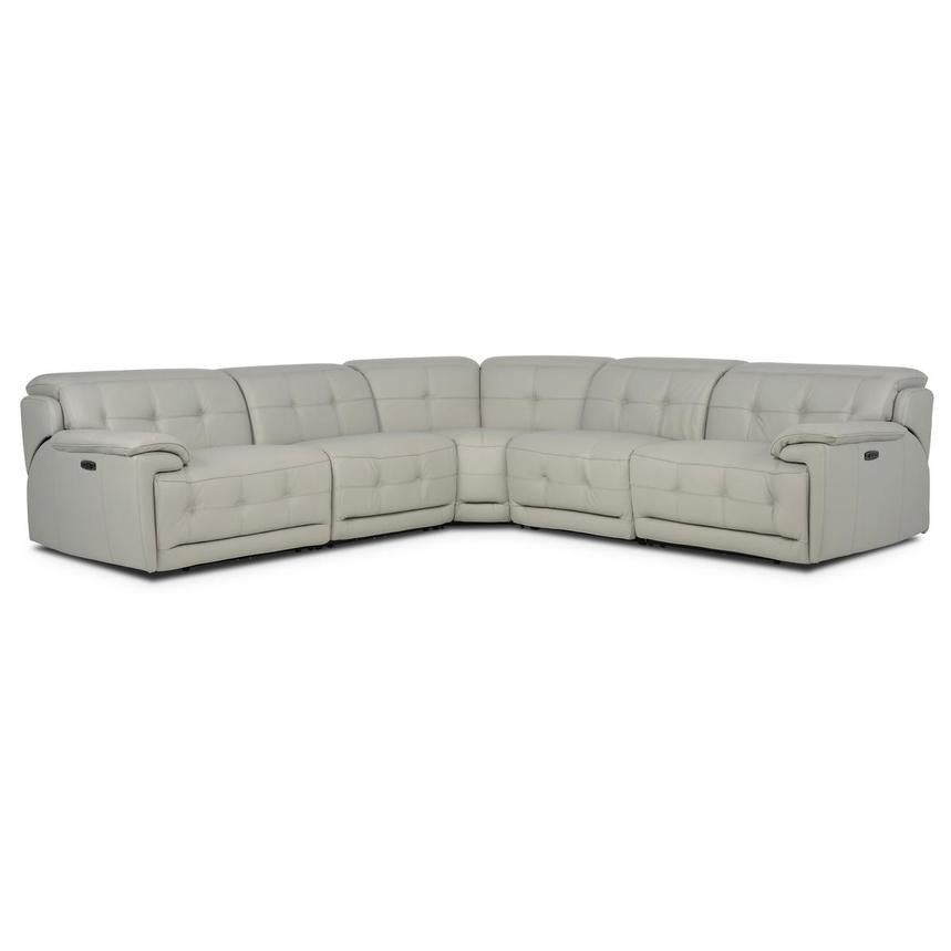 Graystone Gray Leather Power Reclining Sectional with 5PCS/3PWR main image, 1 of 9 images.