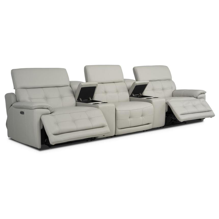 Graystone Gray Home Theater Leather Seating with 5PCS/2PWR  alternate image, 3 of 11 images.