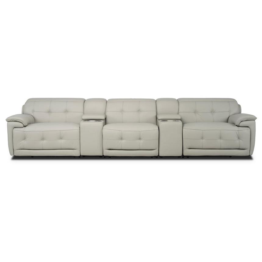 Graystone Gray Home Theater Leather Seating with 5PCS/3PWR main image, 1 of 11 images.