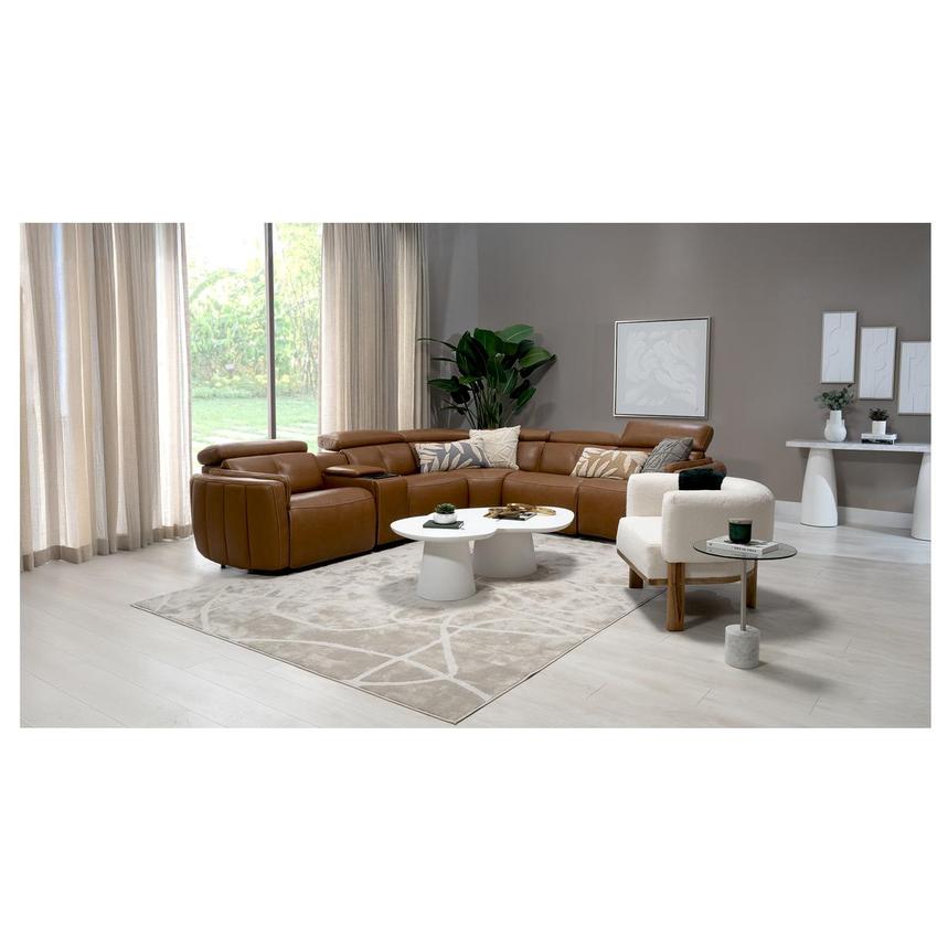 Kamet Tan Leather Power Reclining Sectional with 6PCS/3PWR  alternate image, 2 of 10 images.