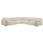 Cordova Cream Leather Power Reclining Sectional with 7PCS/3PWR  main image, 1 of 13 images.