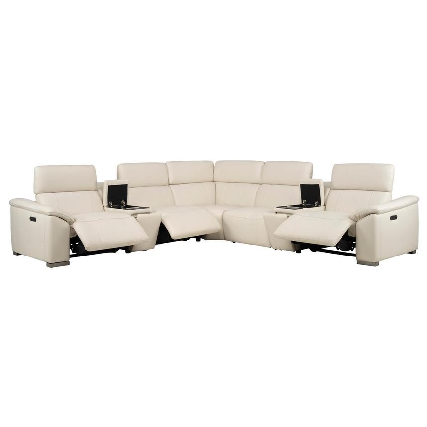 Cordova Cream Leather Power Reclining Sectional with 7PCS/3PWR alternate image, 3 of 14 images.