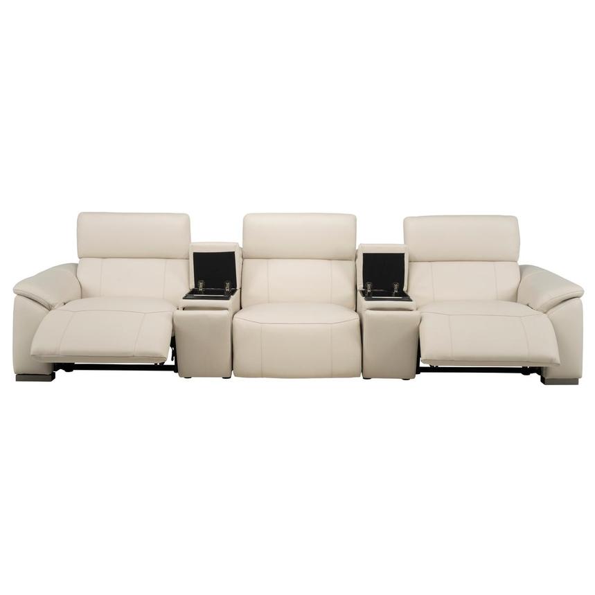 Cordova Cream Home Theater Leather Seating with 5PCS/2PWR  alternate image, 3 of 11 images.