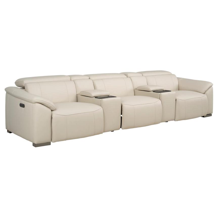 Cordova Cream Home Theater Leather Seating with 5PCS/2PWR alternate image, 3 of 12 images.