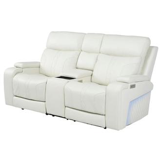 Zeus Leather Power Reclining Sofa w/Console