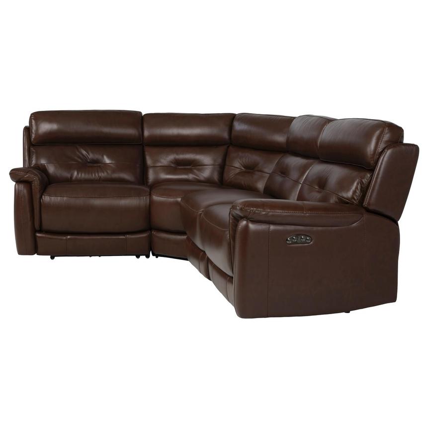 Naya Brown Leather Power Reclining Sectional with 4PCS/2PWR  alternate image, 3 of 8 images.
