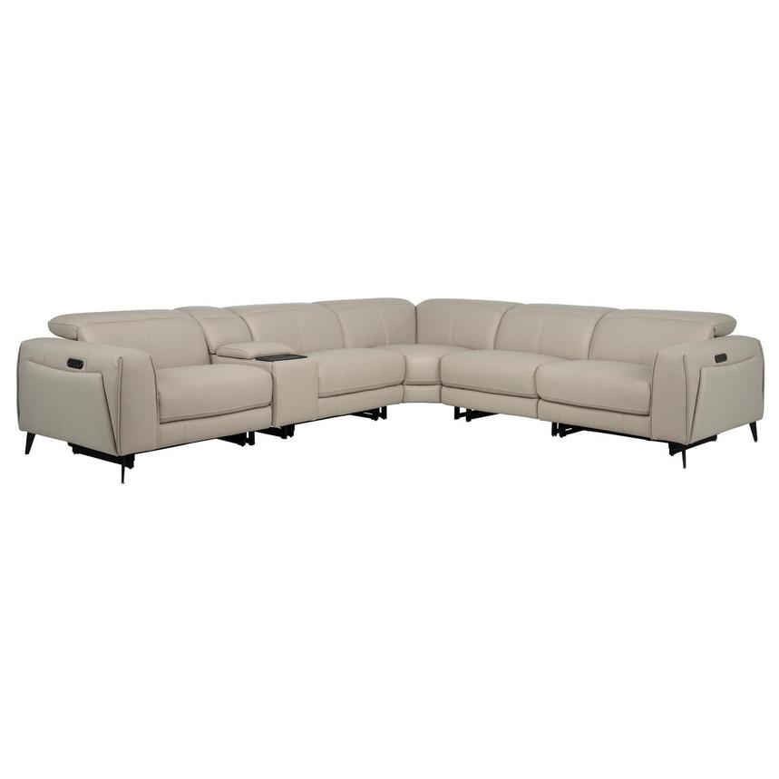 Luke 2.0 Taupe Leather Power Reclining Sectional with 6PCS/3PWR main image, 1 of 11 images.