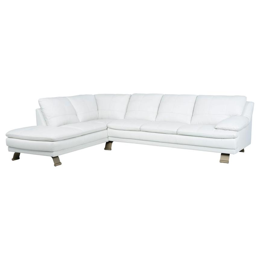 Rio White II Leather Corner Sofa w/Left Chaise  main image, 1 of 9 images.