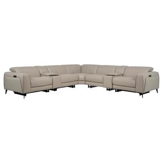 Luke 2.0 Taupe Leather Power Reclining Sectional with 7PCS/3PWR
