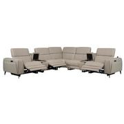 Luke 2.0 Taupe Leather Power Reclining Sectional with 7PCS/3PWR  alternate image, 2 of 11 images.