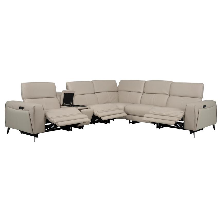 Luke 2.0 Taupe Leather Power Reclining Sectional with 6PCS/2PWR  alternate image, 2 of 11 images.